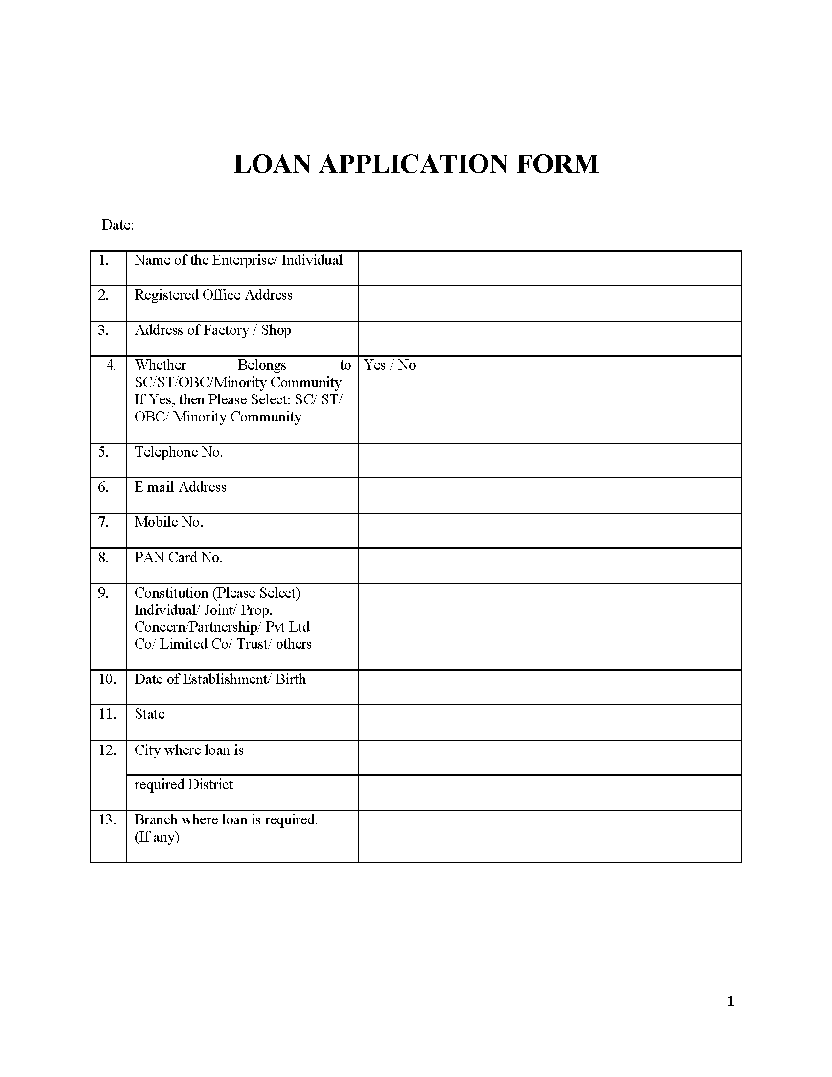 2 - Bank Loan Application Form